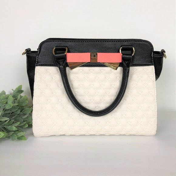 Betsey Johnson Handbags - Betsey Johnson Black White Quilted Bow Satchel